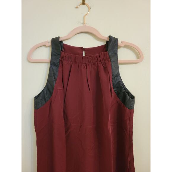 NWT Revolve Krisa Burgundy Faux Black Leather Trim Tank XS - Picture 2 of 4